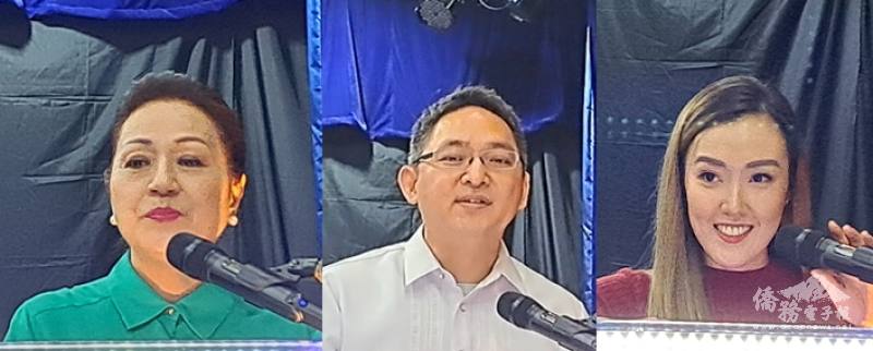 文復會副會長梁俊如(左)、菲華文教中心主任莊博智(中)及舞蹈老師柯玫如(右)分別致詞