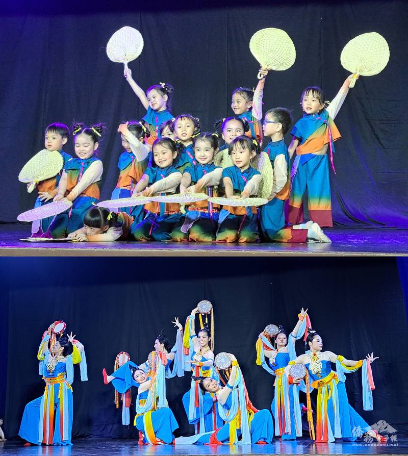 幼兒學員(上)及助教老師群(下)表演精彩舞蹈展現成果