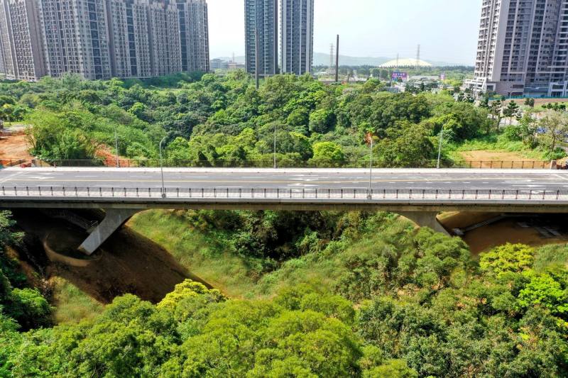 機場捷運A7站聯外道路-牛角坡橋完工