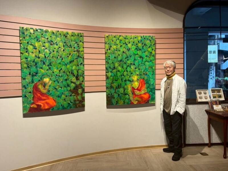 美學大師蔣勳（圖）舉辦「祇樹給孤獨園」最新書畫作品展，即日起到8月17日在台中市中央書局展出，以最新畫作祝禱眾生平安，為讀者開啟一段和自己對話的心靈旅程。（中央書局提供）