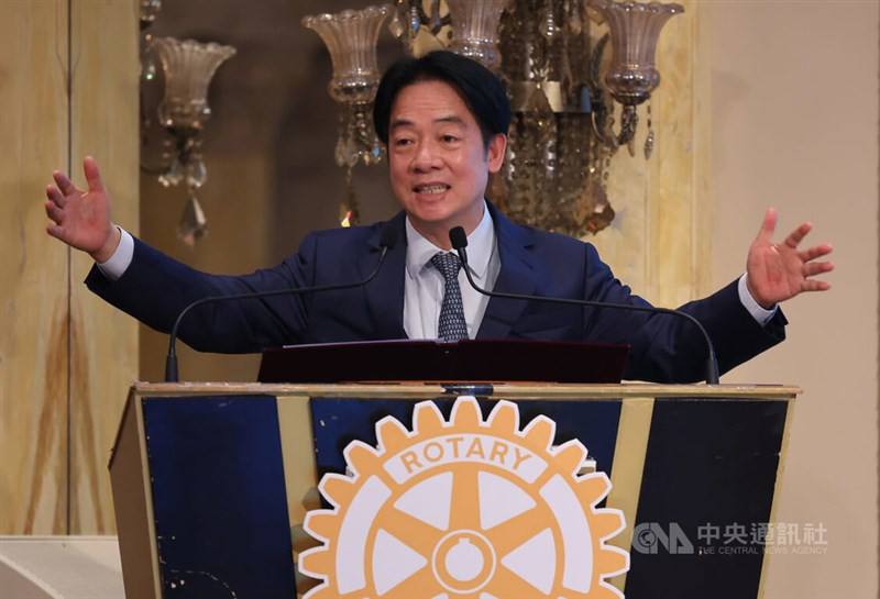 President Lai Ching-te delivers the first of 10 scheduled speeches on Sunday.