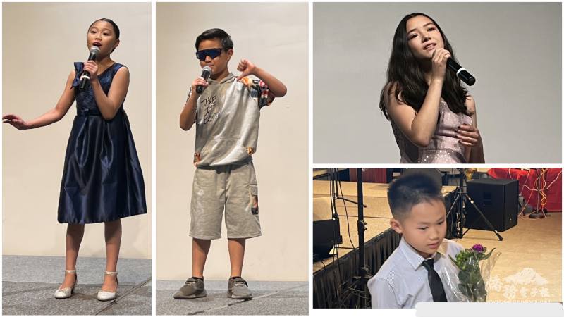 學生精彩表演，並於結束後收到花束與禮袋，以資鼓勵 (右下)