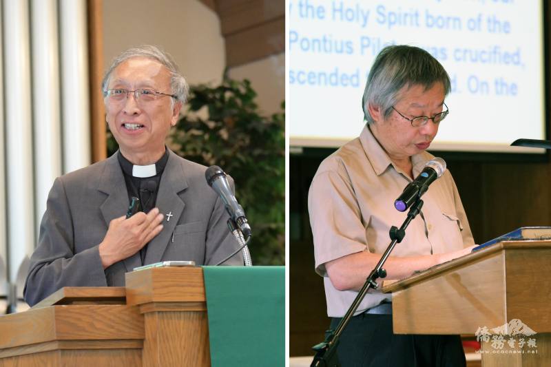 (左圖) 牧師陳耀生擔任主禮，(右圖) 長老鄧培德擔任司禮