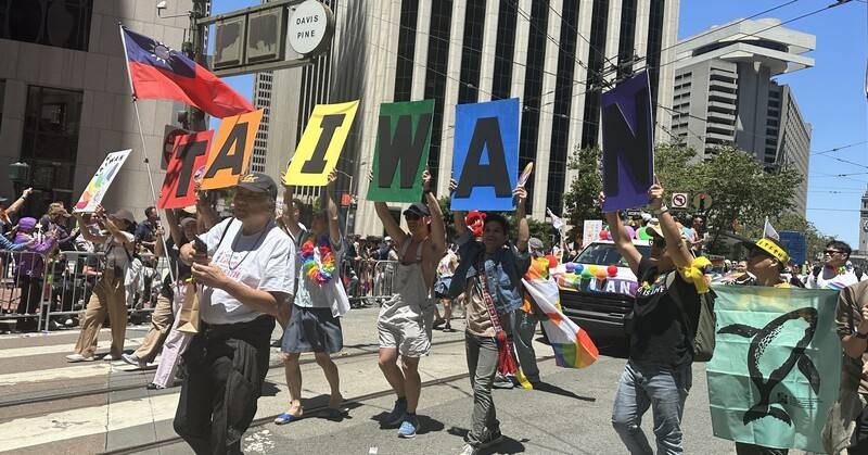 舊金山同志大遊行，台灣隊進場受到熱烈歡迎。