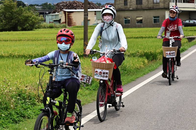 參與者悠遊於稻浪搖曳的田間小徑