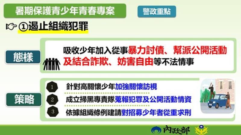 暑期保護青少年青春專案警政重點一