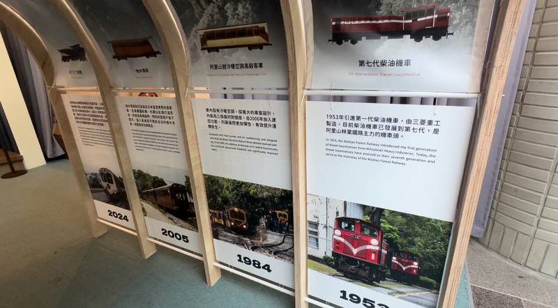主題特展「阿里山林鐵行動學校」2日起在台中國立自然科學博物館登場，在「翻山越嶺」主題區中，以人文藝術視角，引領觀眾在大隧道裝置中認識林鐵車輛的演變
