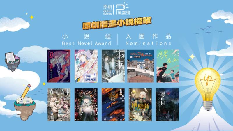 第4屆「原創IP風雲榜」入圍名單揭曉，小說組共有10部作品入圍，從名單中可見奇幻、懸疑題材風行