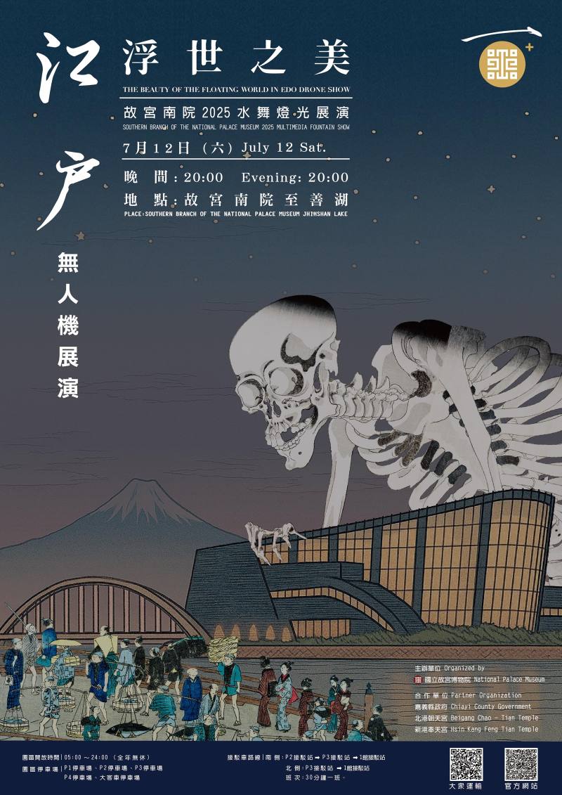 故宮南院7月12日晚間8時無人機展演將以浮世繪為主題正式登場。