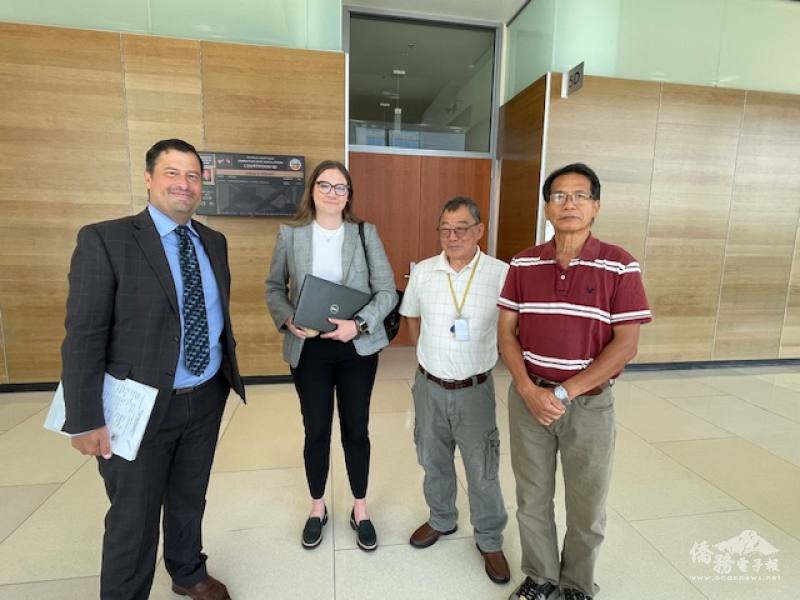 Prosecutor Mr. Bruni, Assistant Prosecutor Ms. Holvey, Alex Huang ( 黃丰 victim's husband) and Kun Juei Lin (林坤瑞victim's brother) （from left to right)
