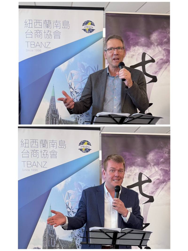 紐西蘭國家黨國會議員 Stuart Smith（上圖）與基督城市議員 Sam MacDonald（下圖）分別說明中央政府與市政府的商業發展願景