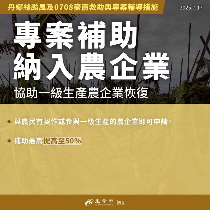 專案補助納入農企業