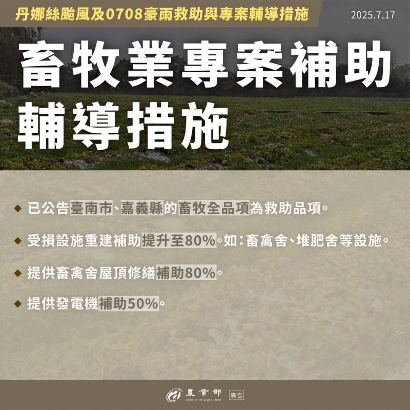 畜牧專案補助輔導措施