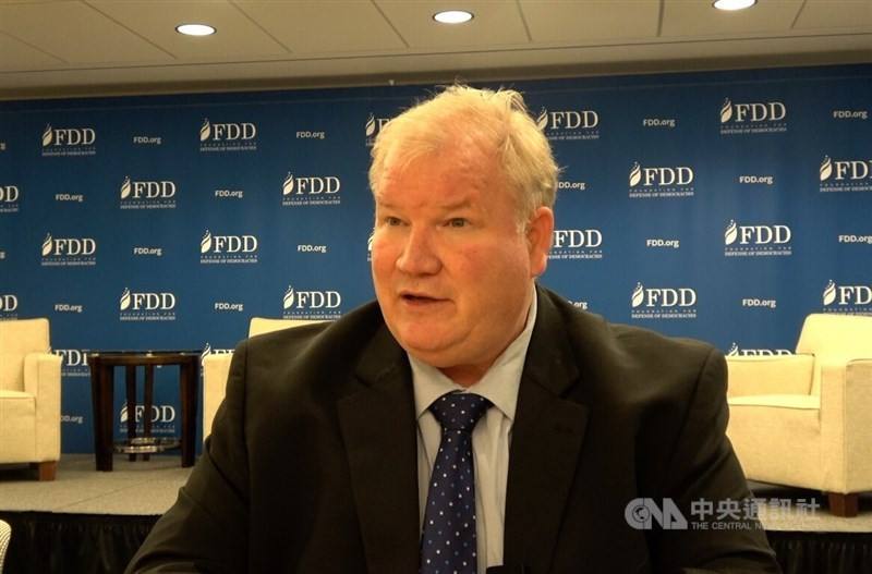 Retired U.S. Navy rear admiral Mark Montgomery takes an interview with CNA in Washington on Saturday.