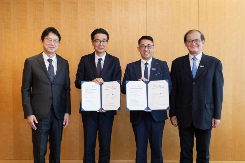 工研院副院長胡竹生（右1）代表與日本三井不動產集團旗下RISE-A創新社群平台簽署合作協議，成為創始國際夥伴，強化台灣、日本半導體和創新產業鏈結。（工研院提供）
