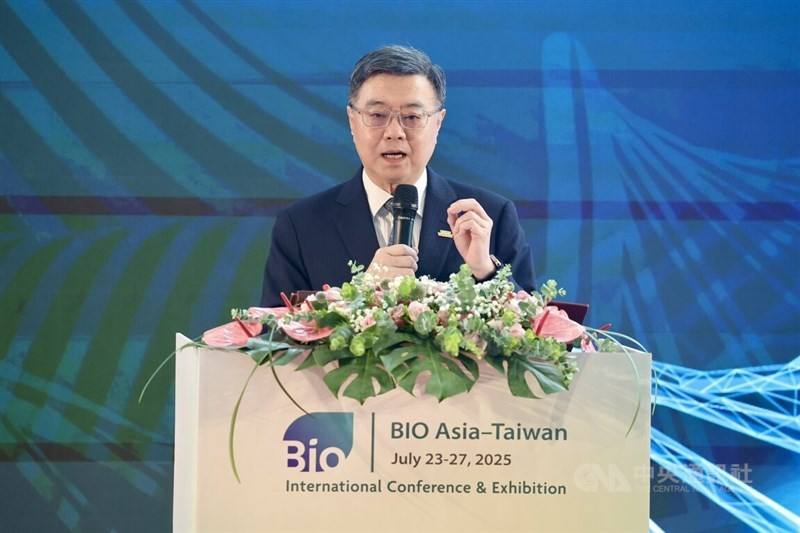 Premier Cho Jung-tai speaks at the opening ceremony of BIO Asia-Taiwan 2025 in Taipei on Thursday. CNA photo July 24, 2025
