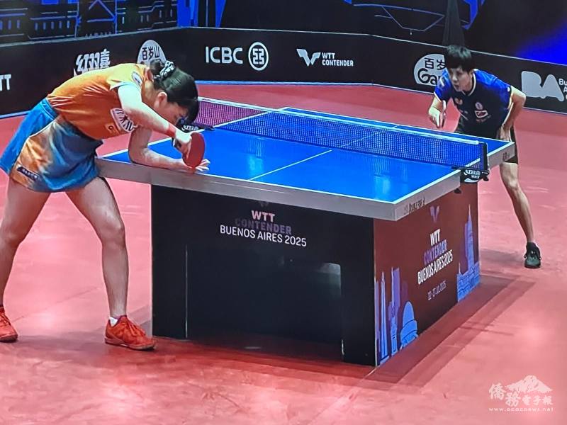 鄭怡靜(圖上著藍衣者)27日拿下WTT布宜諾斯艾利斯挑戰賽女子單打亞軍佳績（圖片擷取自網路轉播）