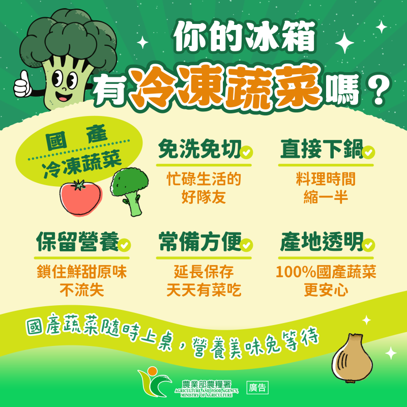 國產蔬菜隨時上桌，營養美味免等待