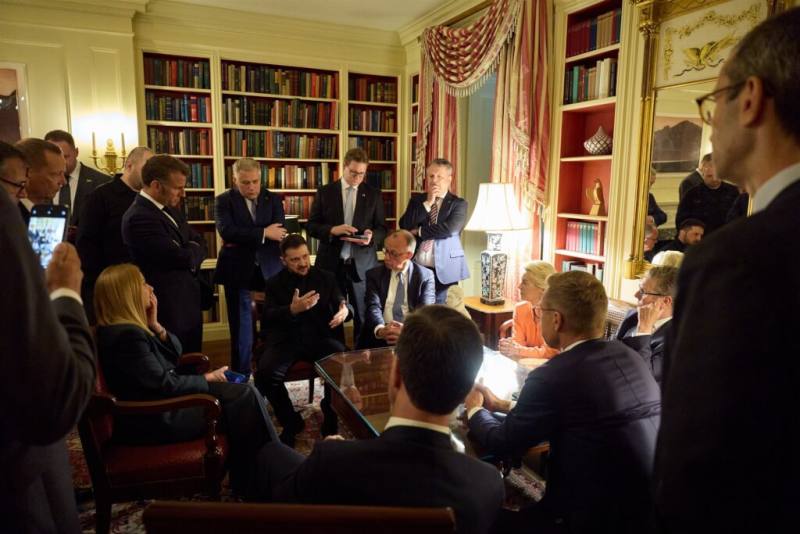 歐洲領袖大陣仗陪烏克蘭總統澤倫斯基訪華府。（圖取自網頁x.com/ZelenskyyUa）