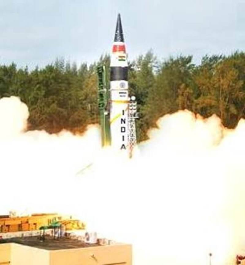 圖為「烈火-5」（Agni-5）飛彈。（圖取自印度國防部網頁drdo.gov.in/drdo）