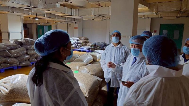 衛福部委託高雄醫學大學辦理「印度藥用植物種植實地調查研究計畫」，團隊成員日前到印度當地拜訪民間藥廠，並參訪了解倉儲情況。（高醫大團隊提供）