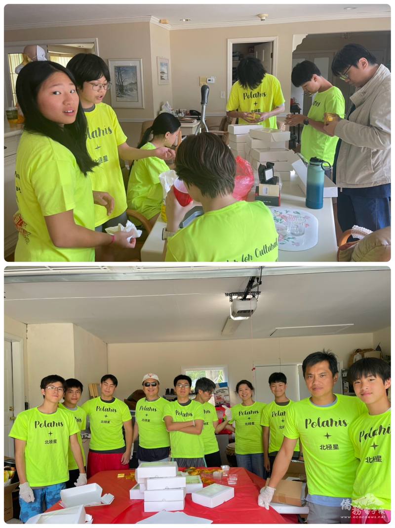 文創會與北極星義工分工合作幫忙綠豆椪月餅義賣活動