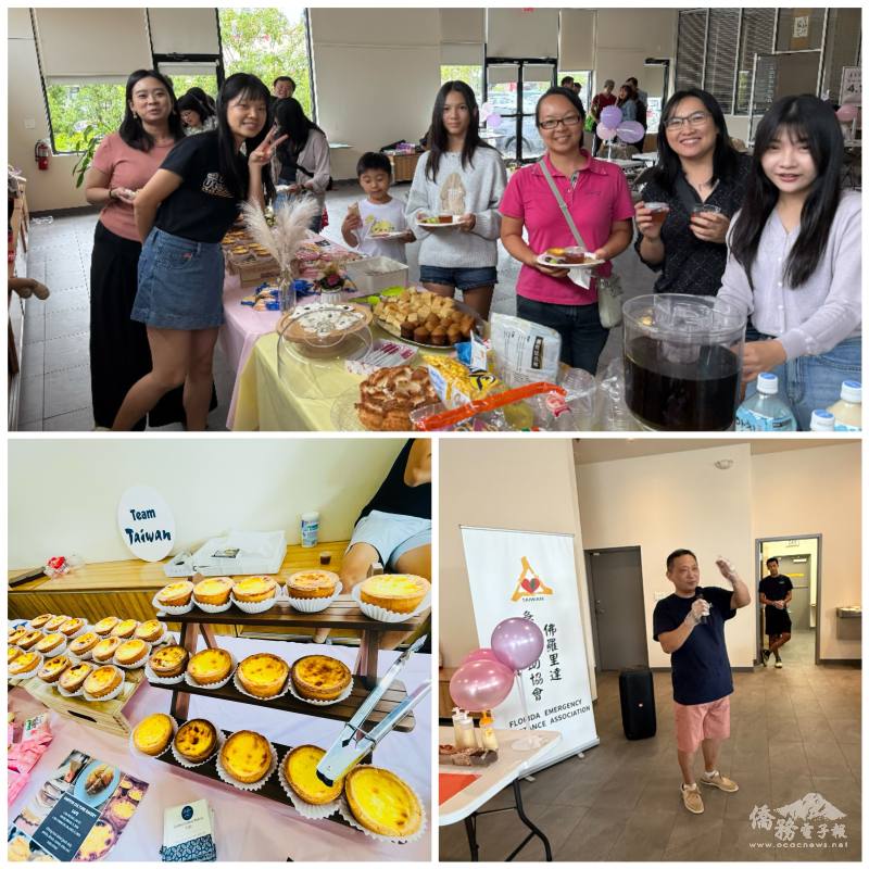 OEC負責人（右下圖）介紹雪花冰歷史、Chiffon也提供臺灣人最愛的蛋塔為活動增添美味（左下圖）