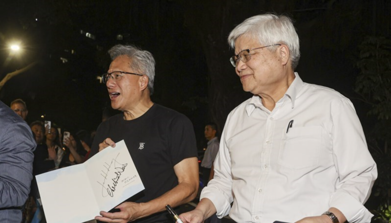 Nvidia Founder and CEO Jensen Huang (left) and TSMC Chairman C.C. Wei. CNA file photo