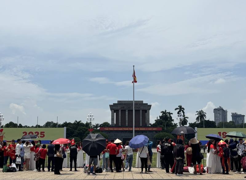 圖為越南首都河內的巴亭廣場準備80週年國慶日。（中央社檔案照片）