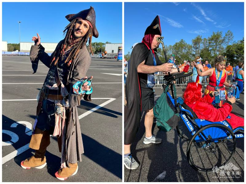 許多跑者使出渾身解術打扮，「神鬼奇航」船長每一場路跑都出席