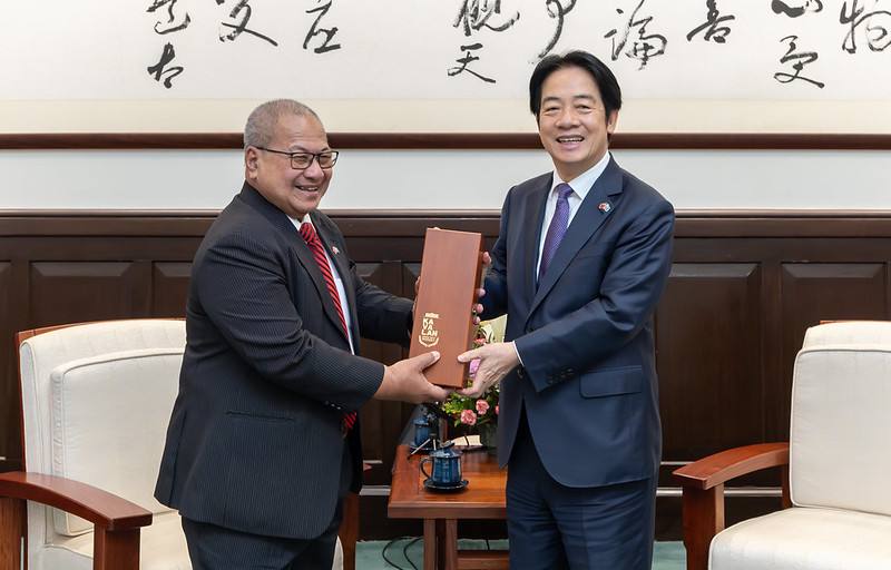 賴清德總統2日下午接見吐瓦魯國國會議長伊塔雷理（Iakoba Taeia Italeli）伉儷訪團