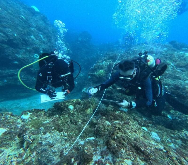 海洋委員會海洋保育署「115年海洋保育在地守護計畫」徵件活動啟動，收件至10月15日止，主題聚焦6大面向。圖為受補助單位的社團法人台灣環境資訊協會進行珊瑚礁體檢。（海保署提供）