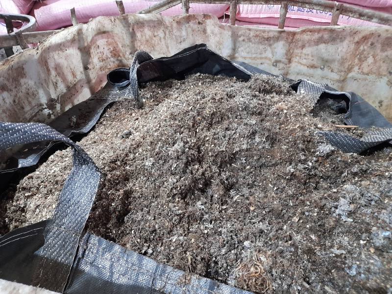 未完成發酵之廚餘殘渣、蟲體蟲糞等混合物
