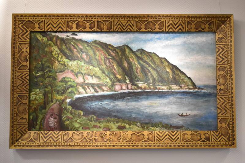 日本山口縣防府市政府8樓展出台灣畫家陳澄波名作「東台灣臨海道路」複製品，防府市府說，十分重視這幅畫，希望成為與台灣間的連結橋梁