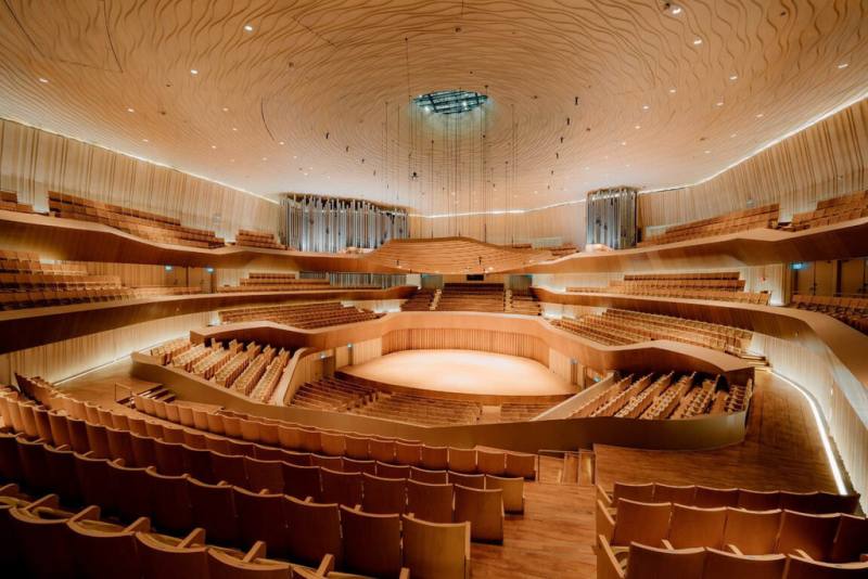 2025奇美音樂節「提琴炫技、交響輝煌」音樂會10月登場，將以衛武營亞洲最大管風琴與奇美館藏名琴演奏，音樂廳的葡萄園式座席設計，讓觀眾能全方位體驗恢弘氣勢。（奇美博物館提供）
