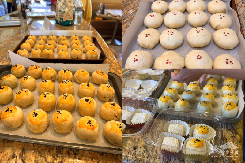 The members made the Taiwanese egg yolk pastries, steam mooncakes, and mung bean and meat pastries.