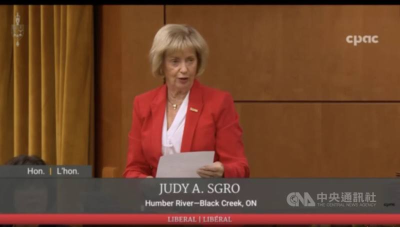 加台國會議員友好協會會長、加國自由黨聯邦眾議員史葛洛（Judy Sgro） 在國會復會次日，為台灣仍被排除在（ICAO）之外，發聲明打抱不平。（畫面取自加拿大有線公共事務頻道CPAC）