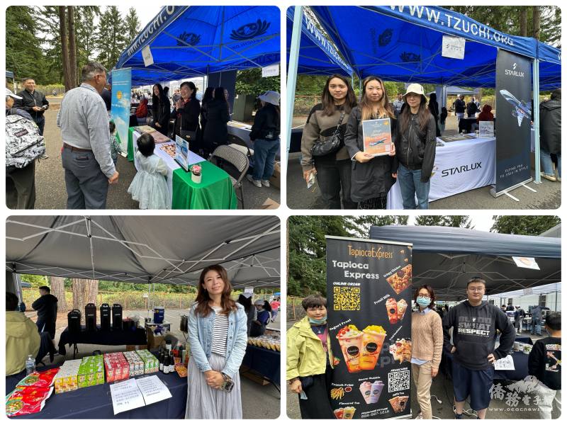 多家特約店商家也紛紛加入共善園遊會行列(左上：長榮航空；右上：星宇航空；左下：柑仔店；右下；TapiocExpress)