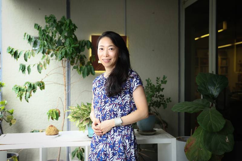 Taiwanese-Japanese writer Tae Hitoto gives an interview to CNA in Taipei on Sept. 9, focusing on her debut novel "The Blue Flower." CNA photo Sept. 20, 2025