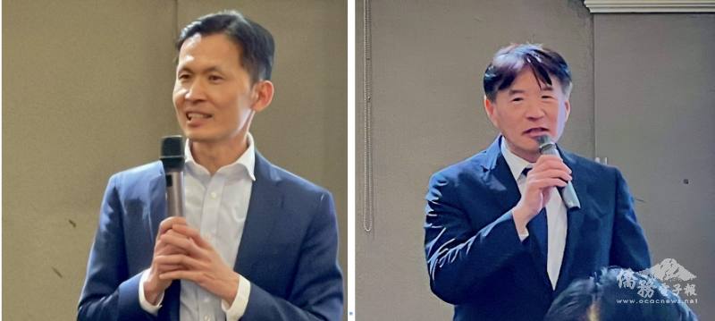 波士頓辦事處處長廖朝宏（左），文教中心主任高家富（右）致詞