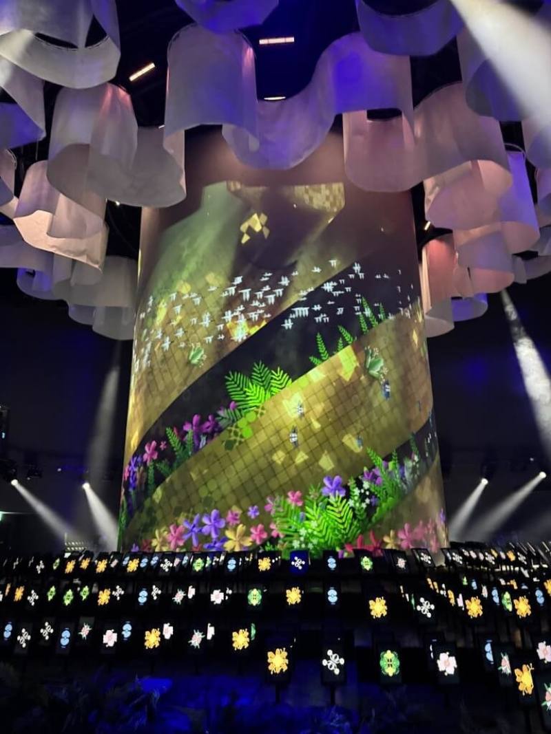 台灣在大阪世博推出的TECH WORLD館入圍「世界博覽會奧林匹克評選」4大獎項，館內的「生命劇場」（圖）獲頒最佳展覽或展示獎。（TECH WORLD館提供）