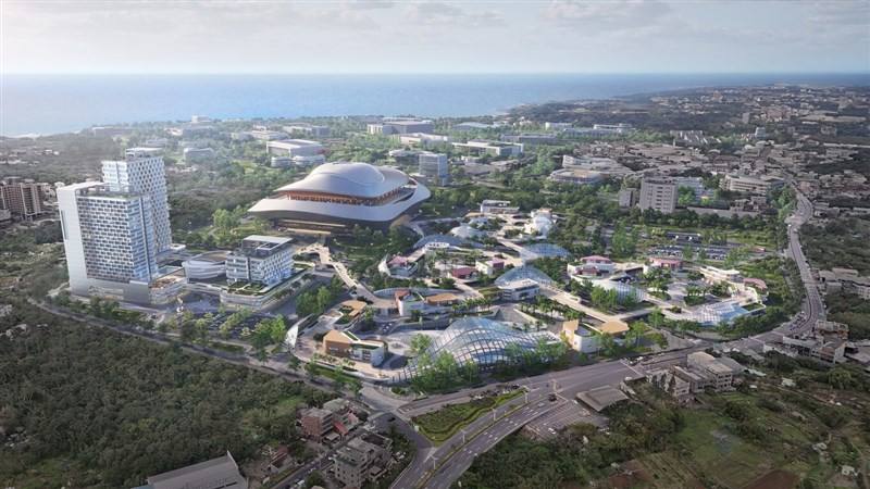 A rendering of the proposed multipurpose domed stadium in Tamsui District, New Taipei. Image courtesy of the New Taipei City Government Oct. 1, 2025