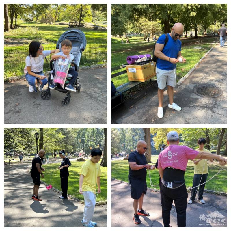 FASCA members taught tourists from around the world how to play diabolo, spinning tops, and kicking shuttlecocks, creating a lively atmosphere of cultural exchange