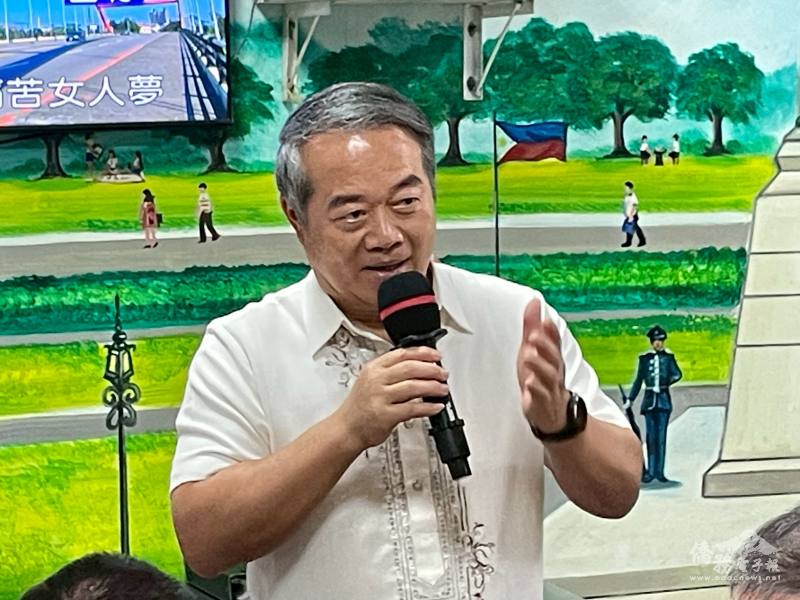 駐菲律賓代表處大使周民淦致詞，肯定北線臺商對促進臺菲經貿合作與公益事務的貢獻。