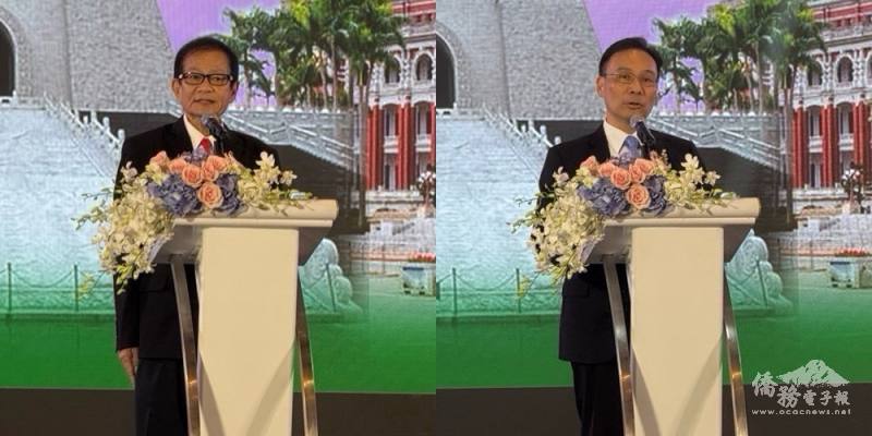 泰國中華會館理事長陳鴻彰及駐泰國代表處大使藍夏禮致詞