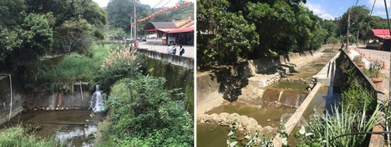 農業部農村發展及水土保持署近幾年在推動防洪治水工程時，會導入自然解方（NbS）的做法。於苗栗縣後龍溪支流沙河溪進行取水堰切口工程，新設7座砌石固床工，分攤取水堰開口所增加的坡度位能，改善颱洪時期河道淤積，形成多階跌水深潭區出現，形成魚類友善棲地，還給國寶魚飯島氏銀鮈安心生活的空間。（取自農村水保署網站）