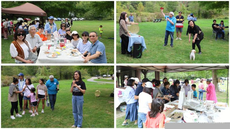 駐紐約辦事處副處長張麗賢出席，感謝主辦單位辛苦籌辦活動(左下圖、右一)，帶狗出席的陳麗惠(右上圖、右一)獲得紅包