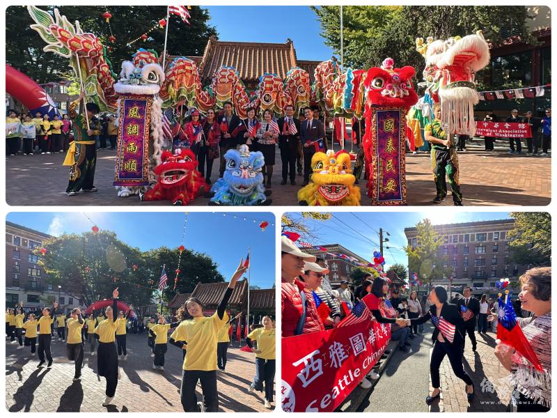 邱美瑞一一向僑胞們介紹新到任的林美呈，以及祥獅獻瑞舞獅表演與FASCA精彩的舞蹈表演