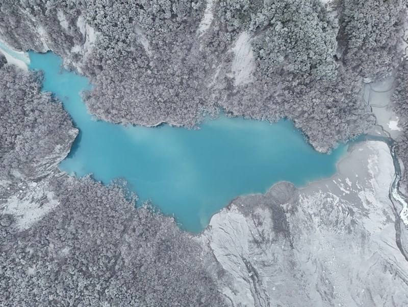 Aerial shot of the Matai'an barrier lake in Hualien County. Photo courtesy of the Forestry and Nature Conservation Agency Hualien Branch Oct. 8, 2025