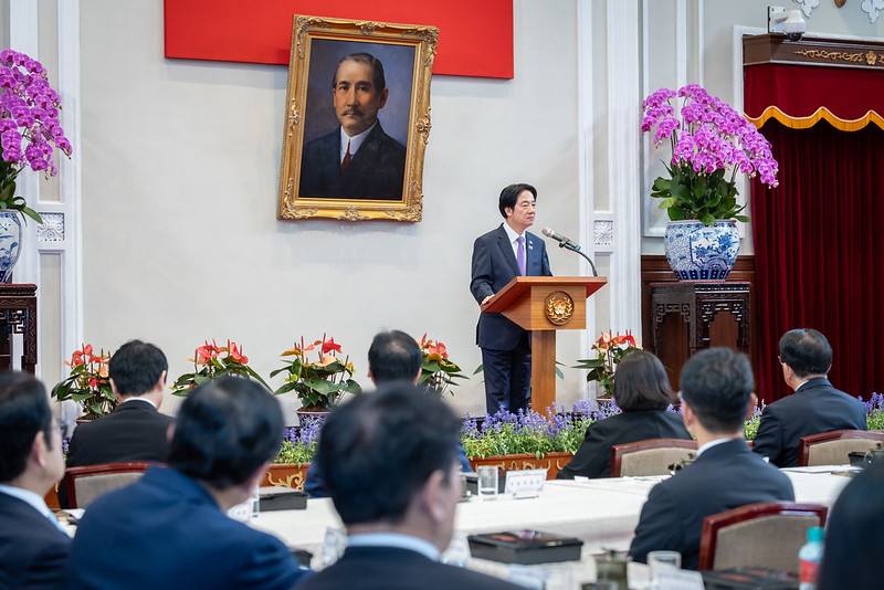 President Lai addresses a delegation from the Japanese Diet visiting to take part in the 2025 National Day Celebration of the Republic of China (Taiwan).